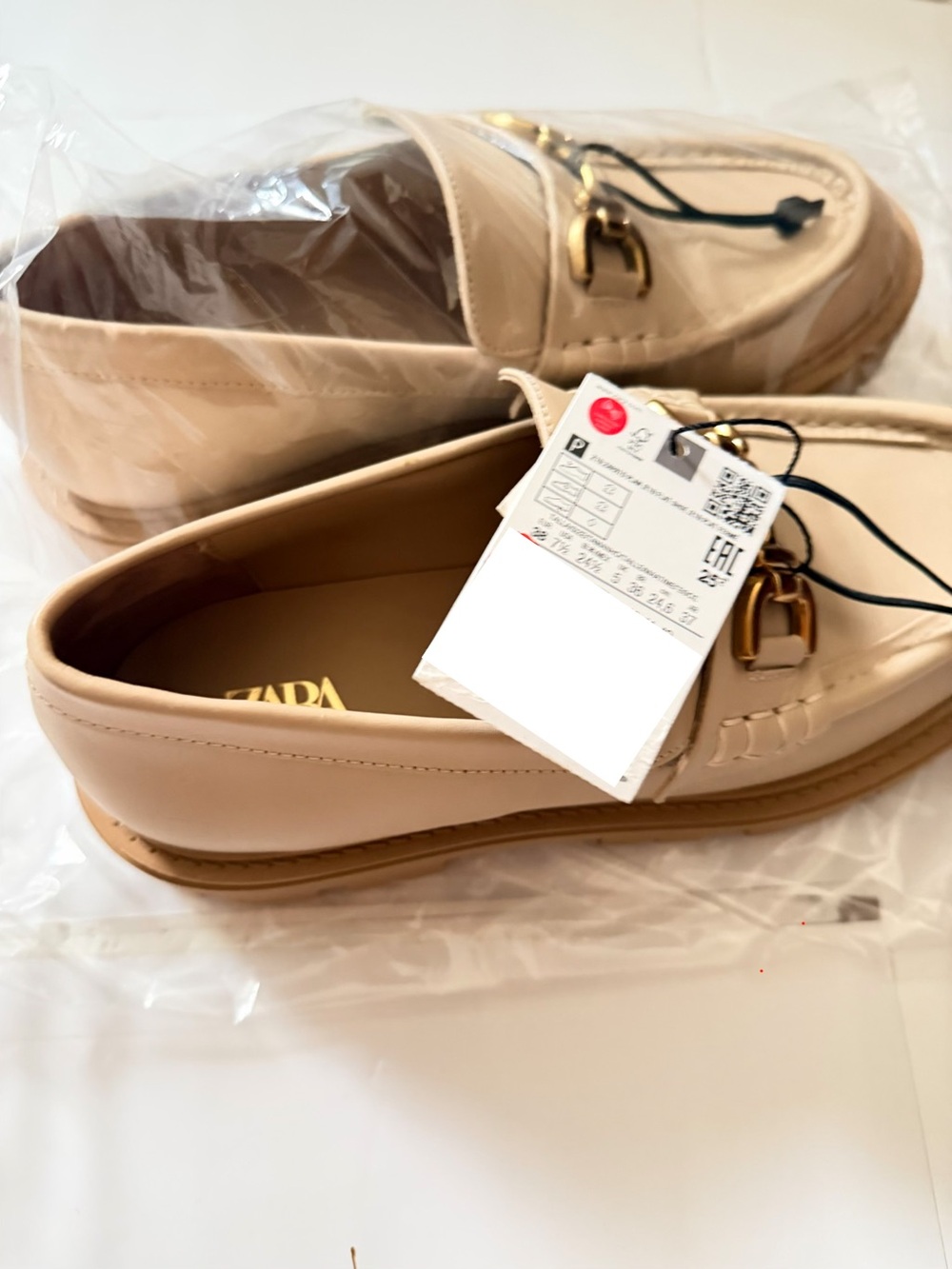 Zara Cream Leather Horsebit Chunky Loafers – Size 38 / US 7.5 (New with Tags) - Picture 2 of 4